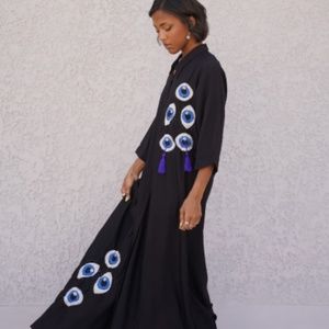 Evil Eye Hand Embroidered Caftan Kaftan.   S/M/L Up To Size 12